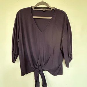 Karen Kane tie in front  short sleave navy Blouse